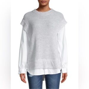 Women's Pink Rose knit sweater vest with attached white shirt. NWT. Size small